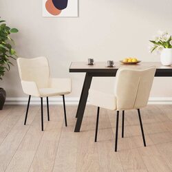 Dining Chairs Set of 2 in Cream Velvet Material