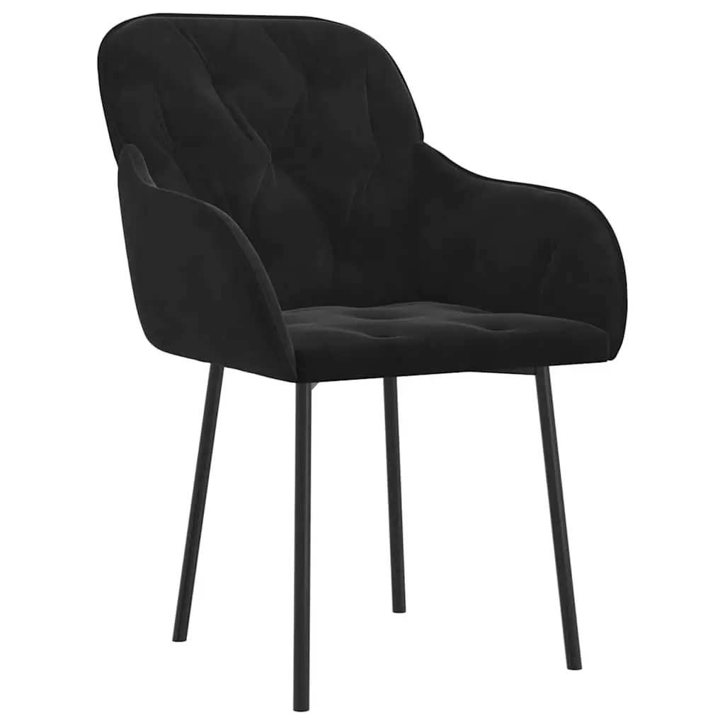 Dining Chairs 2 pcs Black Velvet Kitchen Room Seat Armrest Backrest Padded Foam