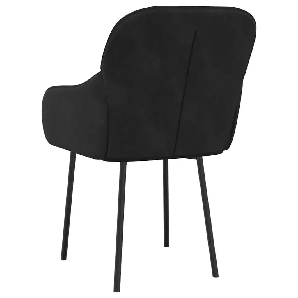 Dining Chairs 2 pcs Black Velvet Kitchen Room Seat Armrest Backrest Padded Foam