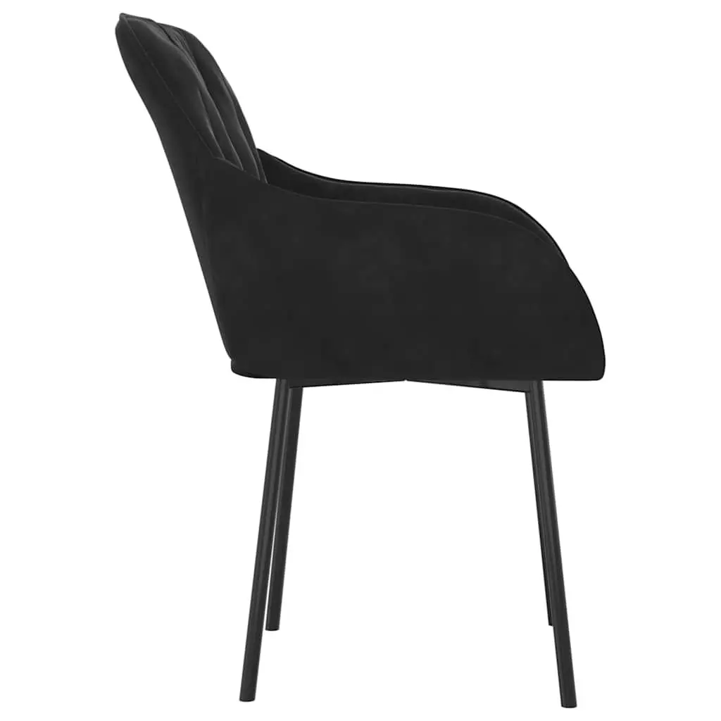 Dining Chairs 2 pcs Black Velvet Kitchen Room Seat Armrest Backrest Padded Foam