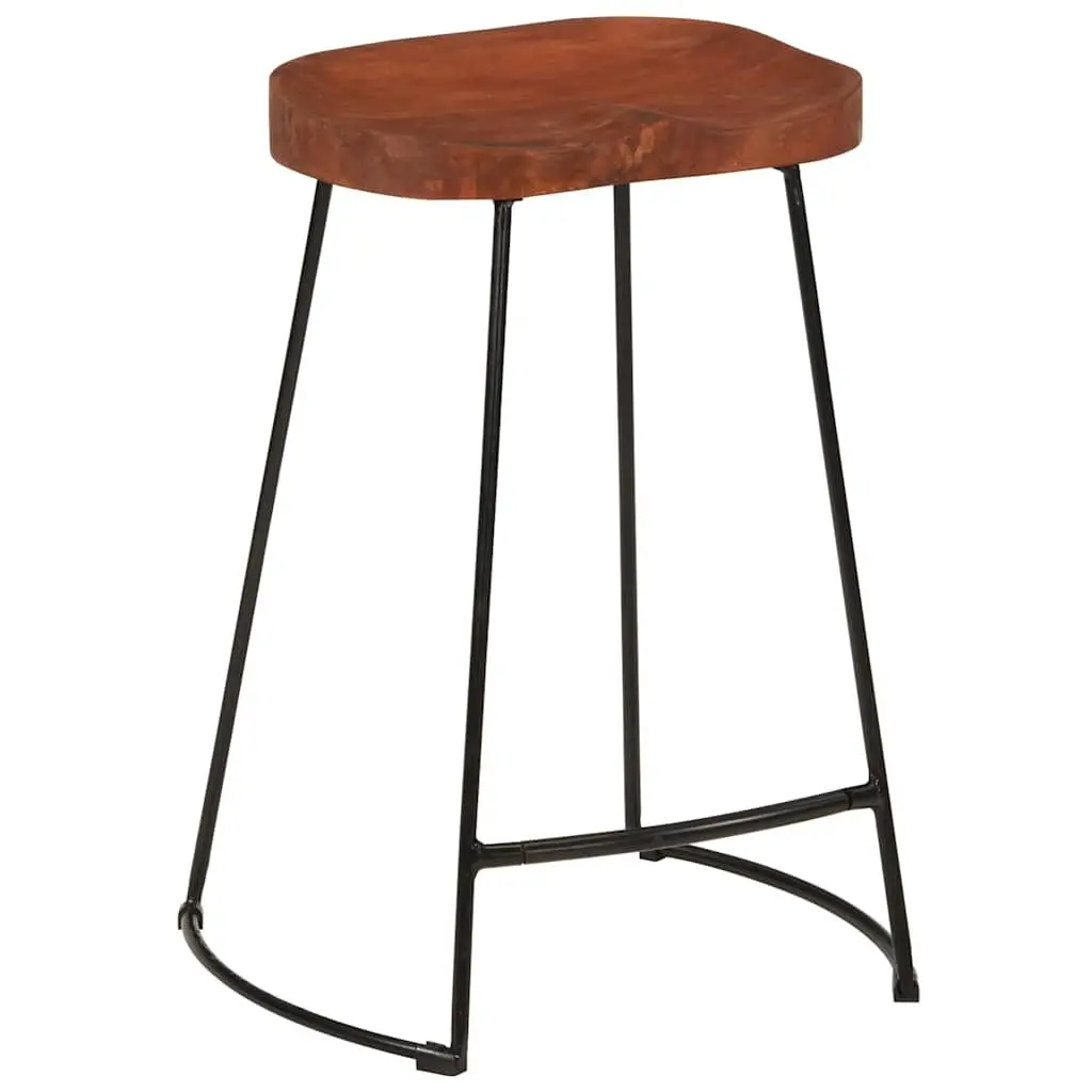 Bar Stools 2 pcs Solid Wood Mango Brown Retro Kitchen Counter Seating Furniture