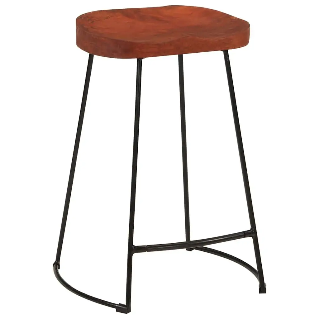 Bar Stools 2 pcs Solid Wood Mango Brown Retro Kitchen Counter Seating Furniture
