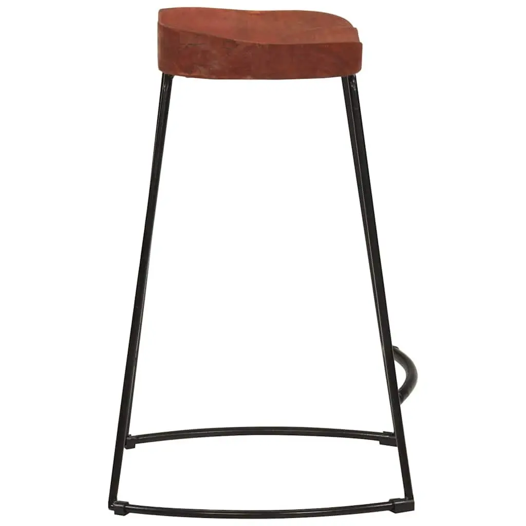 Bar Stools 2 pcs Solid Wood Mango Brown Retro Kitchen Counter Seating Furniture