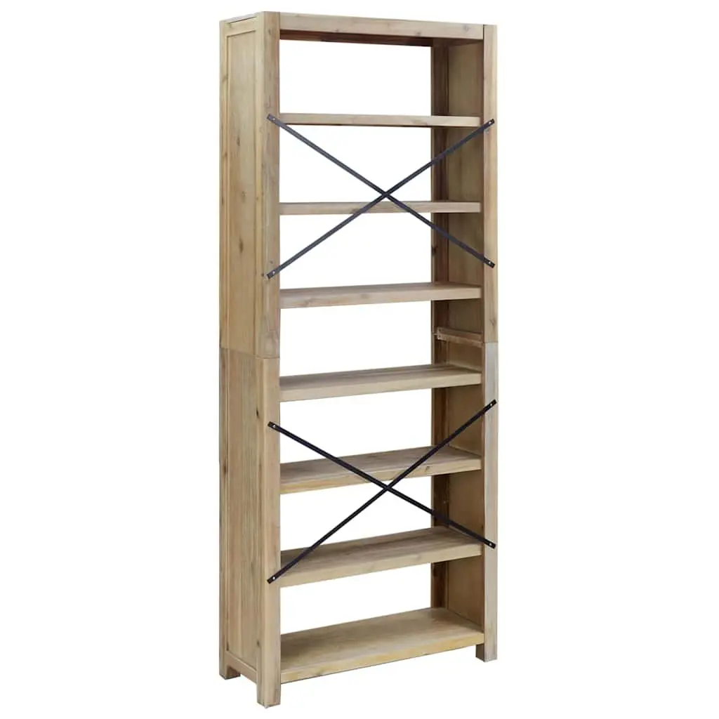 7-Tier Wooden Bookcase for Home 80x30x200cm Storage Organiser Acacia Brown