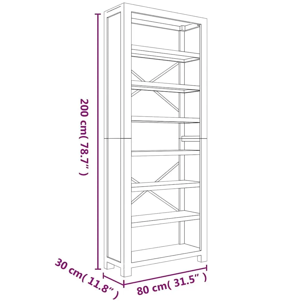 7-Tier Wooden Bookcase for Home 80x30x200cm Storage Organiser Acacia Brown