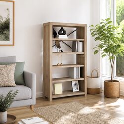 Wooden Bookcase - 80x30x140cm - 5 Shelves, Brown