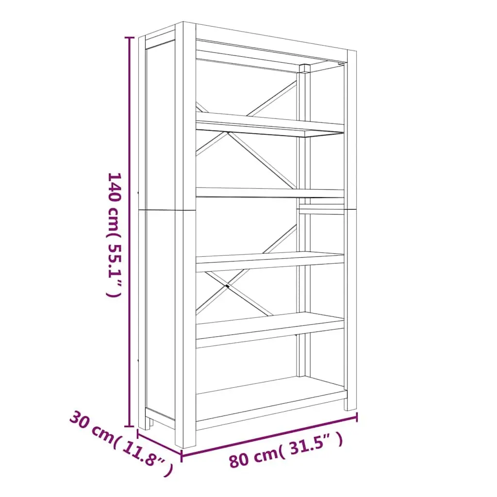 5-Tier Wooden Bookcase for Home 80x30x140cm Brown Shelving Storage Display Organiser