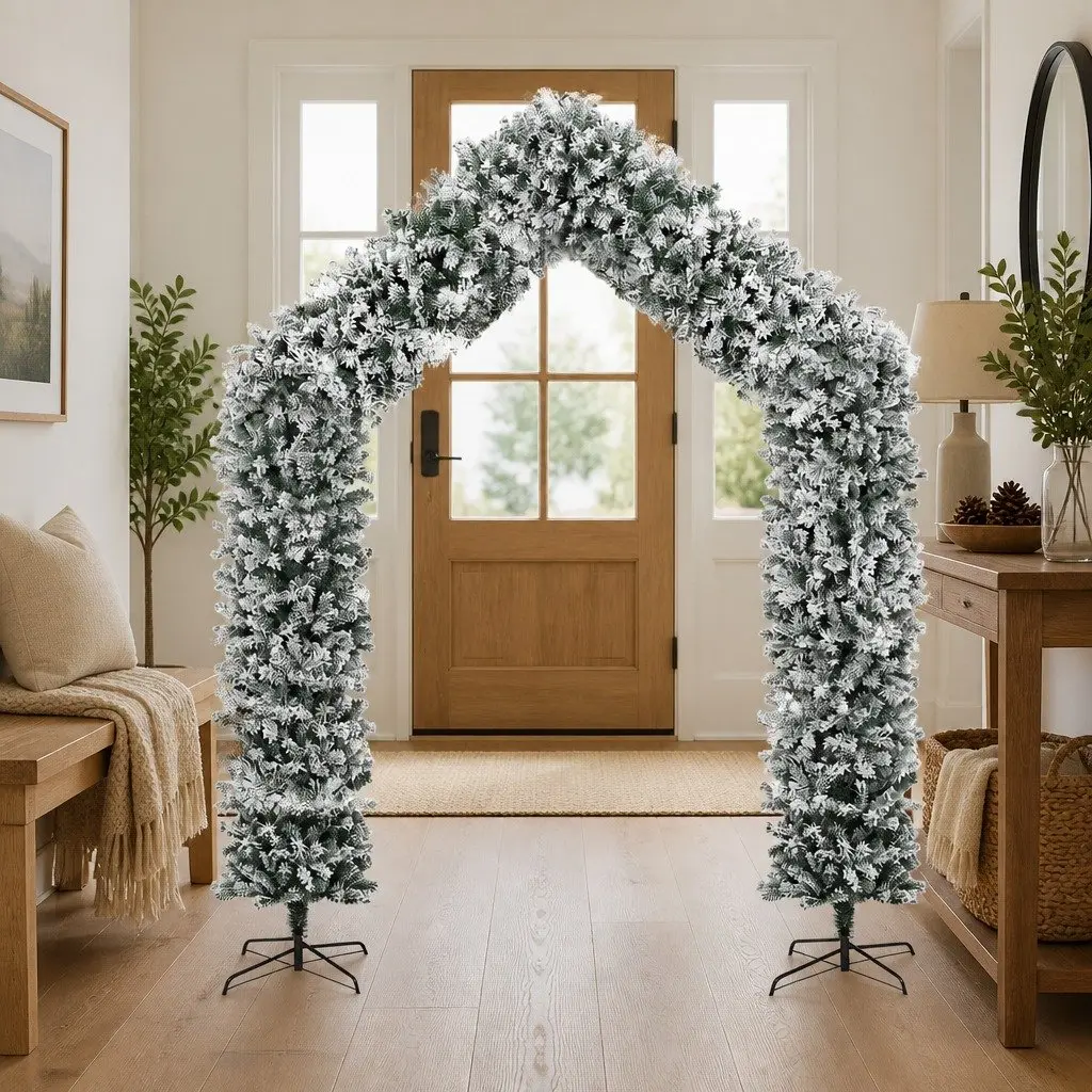 Christmas Tree Arch Seasonal Decoration 270cm Flocked Snow White