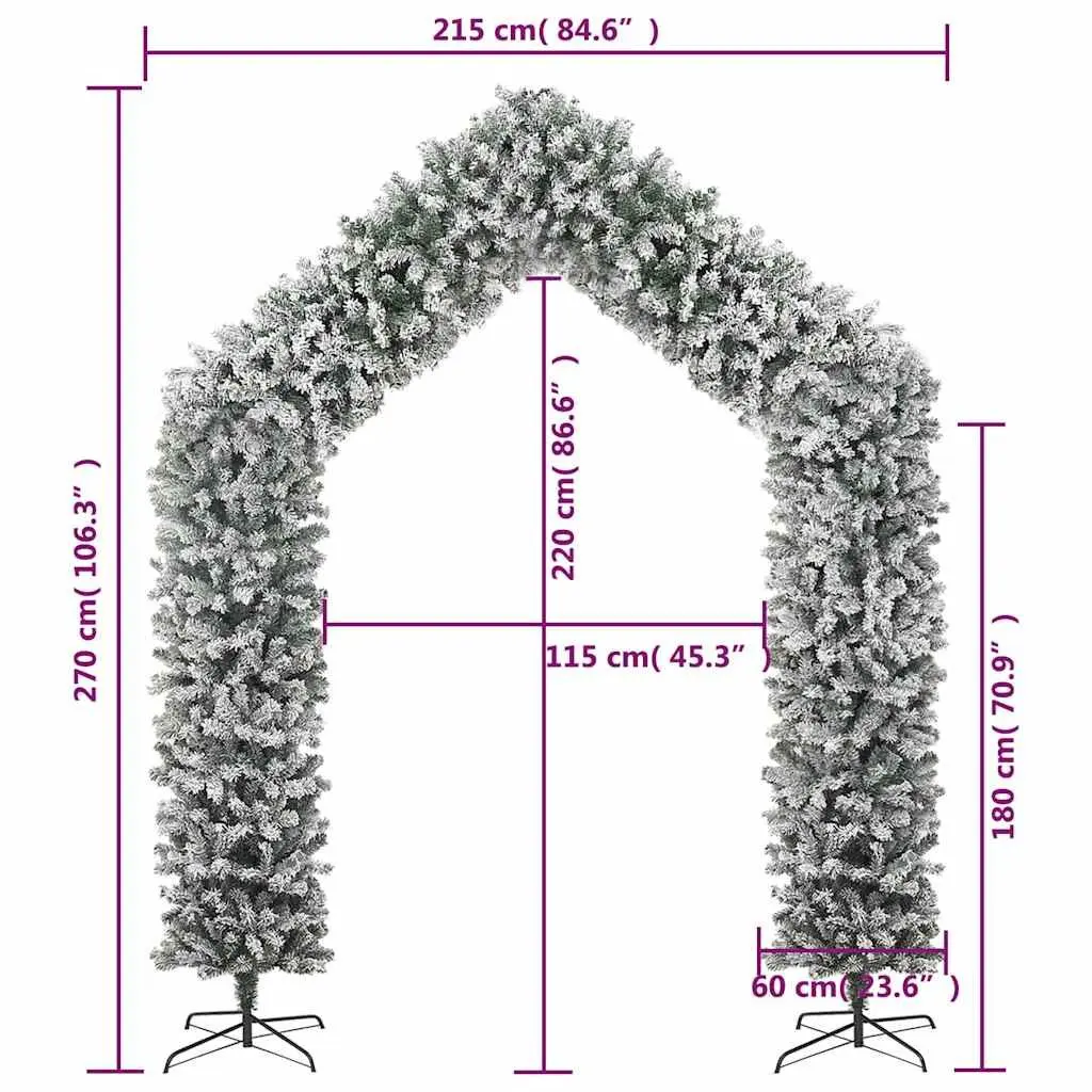 Christmas Tree Arch Seasonal Decoration 270cm Flocked Snow White