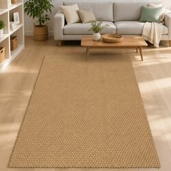 Rectangular Jute Rug Natural Brown 80x160 cm Living Room Bedroom Floor Mat