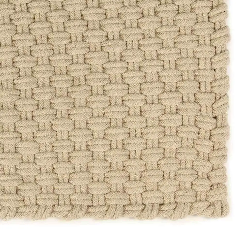 Cotton Rope Woven Rectangular Rug Natural Brown 120x180 cm Living Room Bedroom