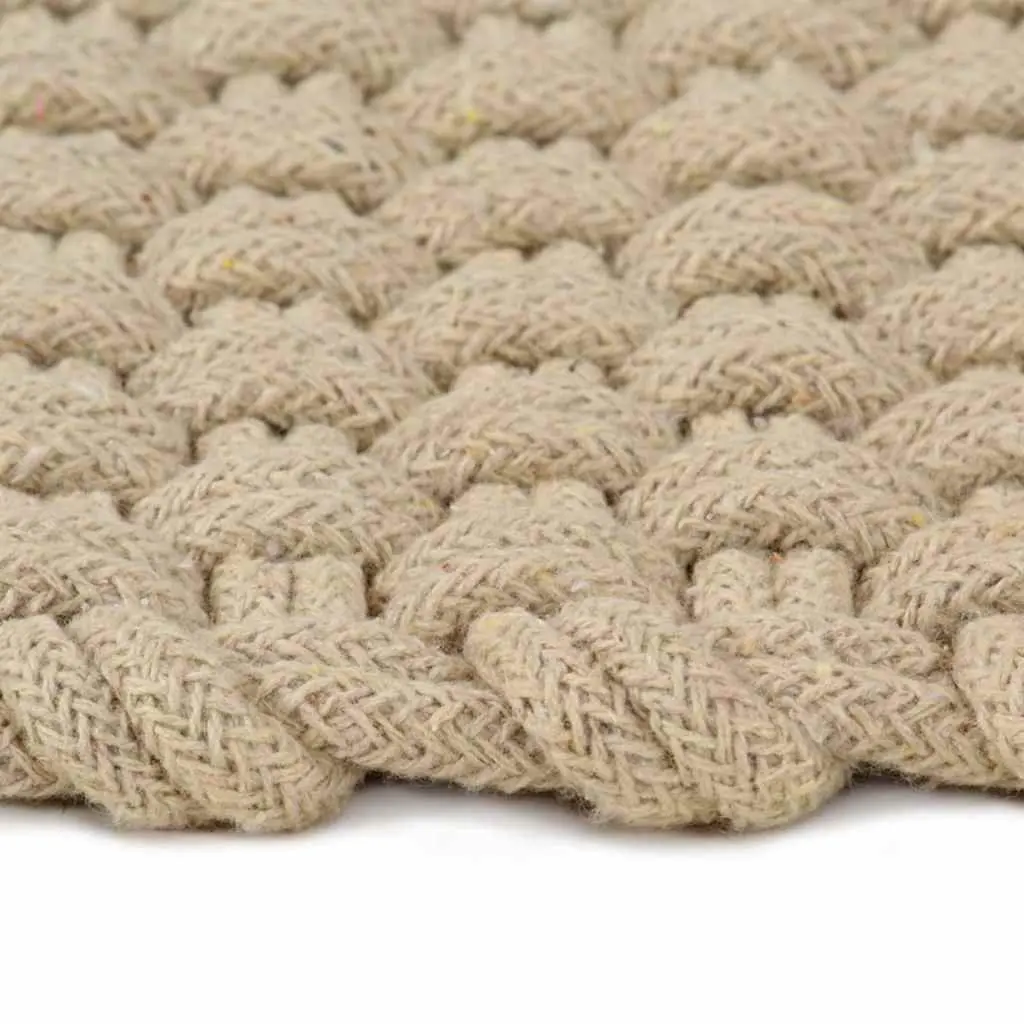 Cotton Rope Woven Rectangular Rug Natural Brown 120x180 cm Living Room Bedroom