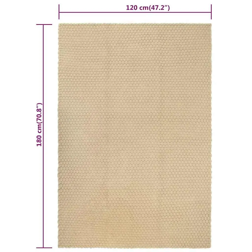 Cotton Rope Woven Rectangular Rug Natural Brown 120x180 cm Living Room Bedroom