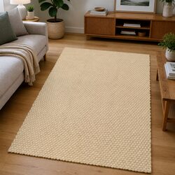 Cotton Rope Woven Rectangular Rug Brown Natural 180x250 cm Floor Decor Mat