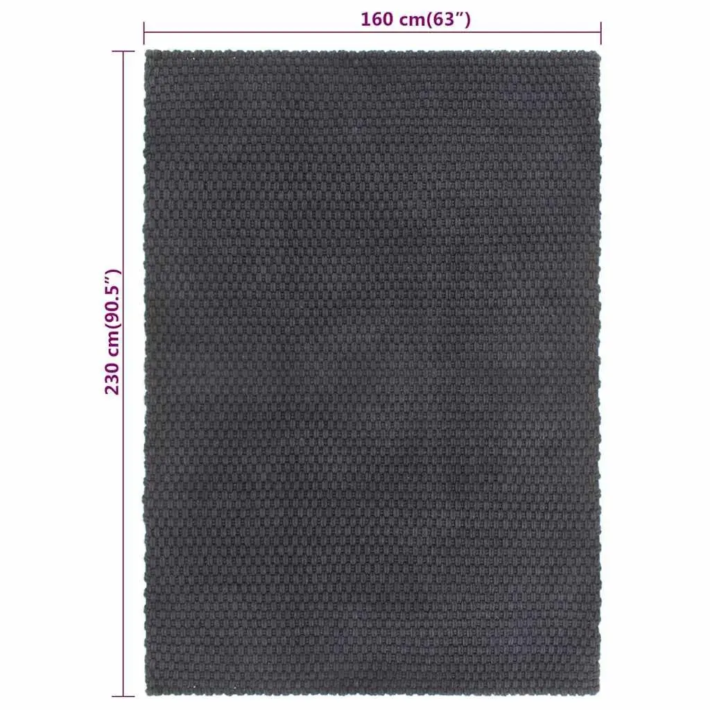 Anthracite Cotton Rope Woven Rug 160x230 cm