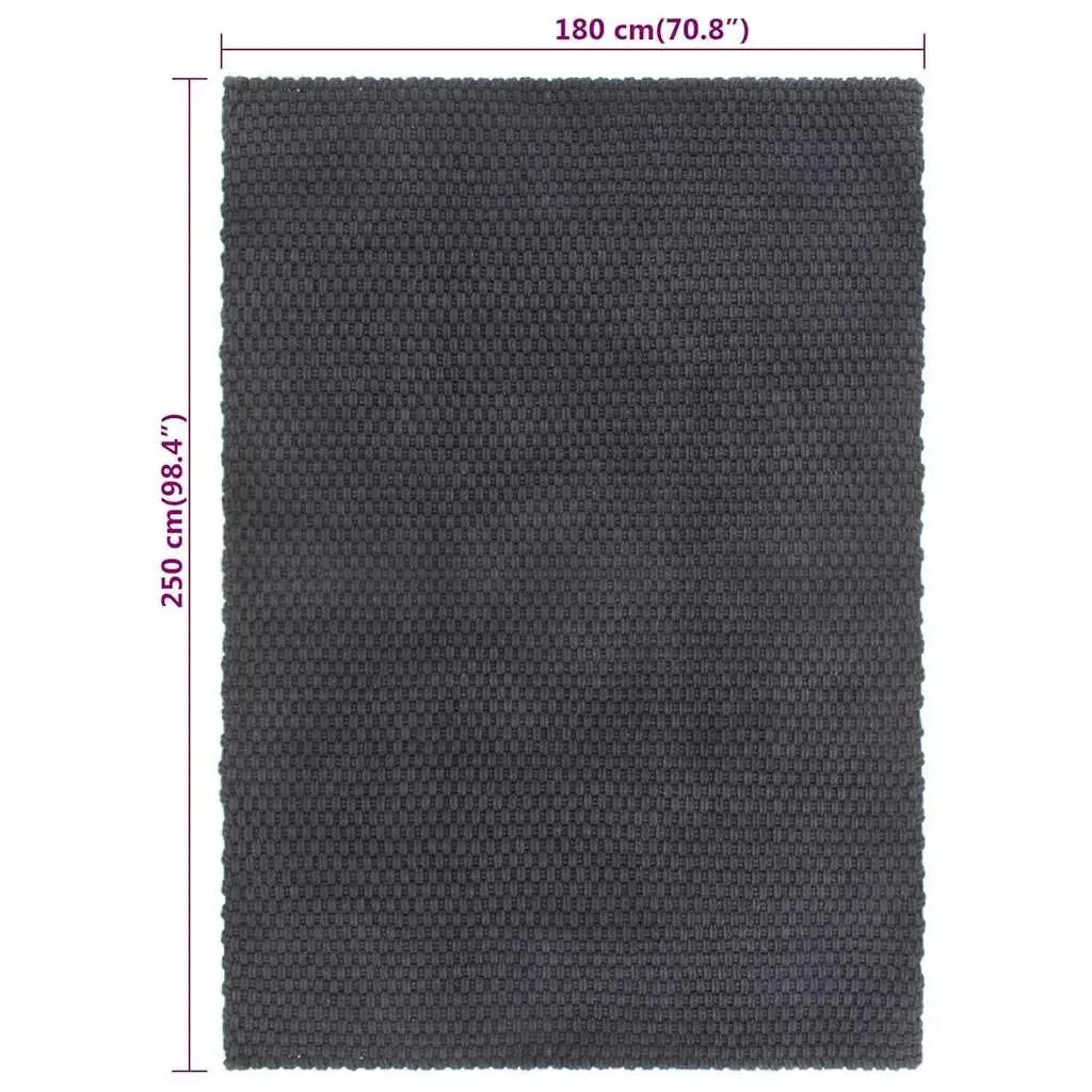 Cotton Rope Rug Rectangular Anthracite 180x250 cm Soft Woven Floor Mat Living