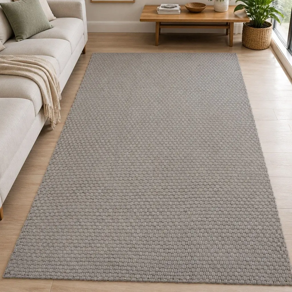 Grey Rope Woven Cotton Rug 80x160 cm for Home Use