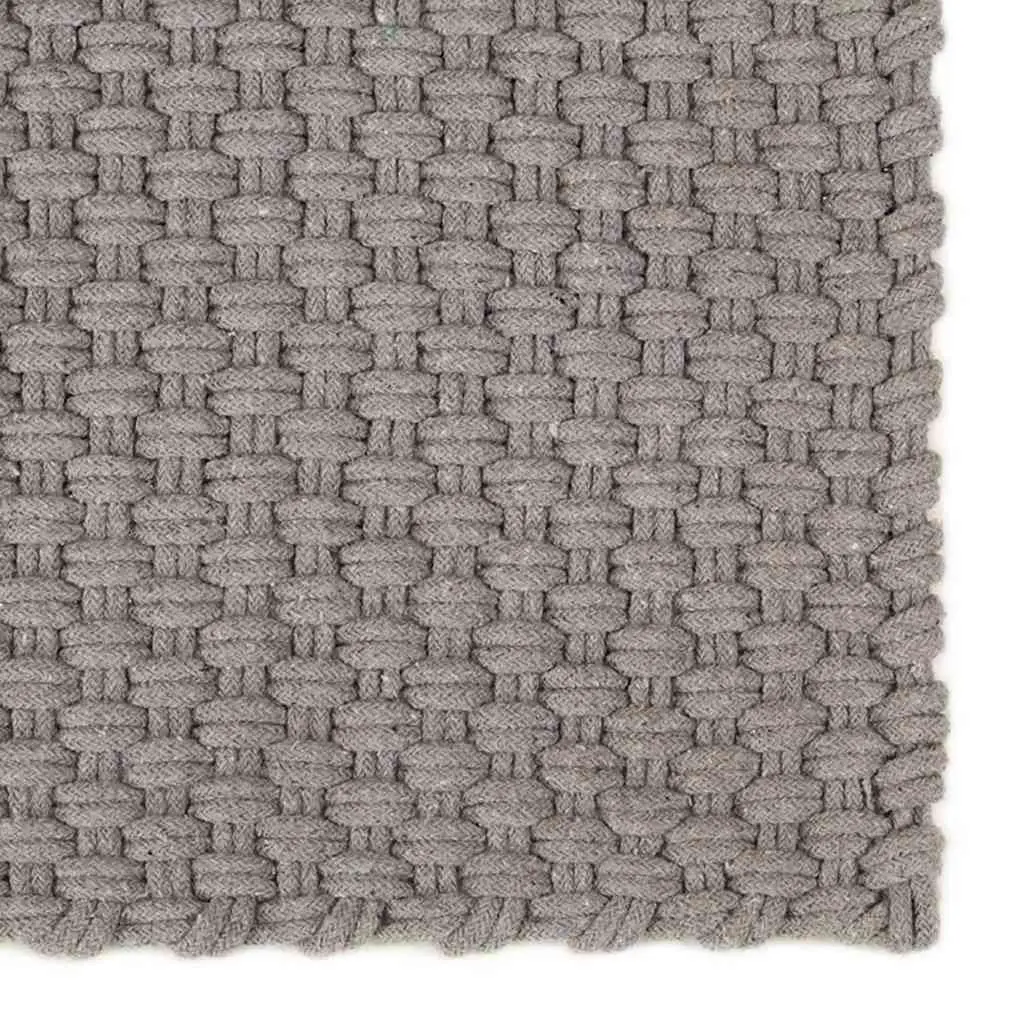 Grey Cotton Rectangular Rug 80x160 cm Rope Woven Design Living Room Bedroom