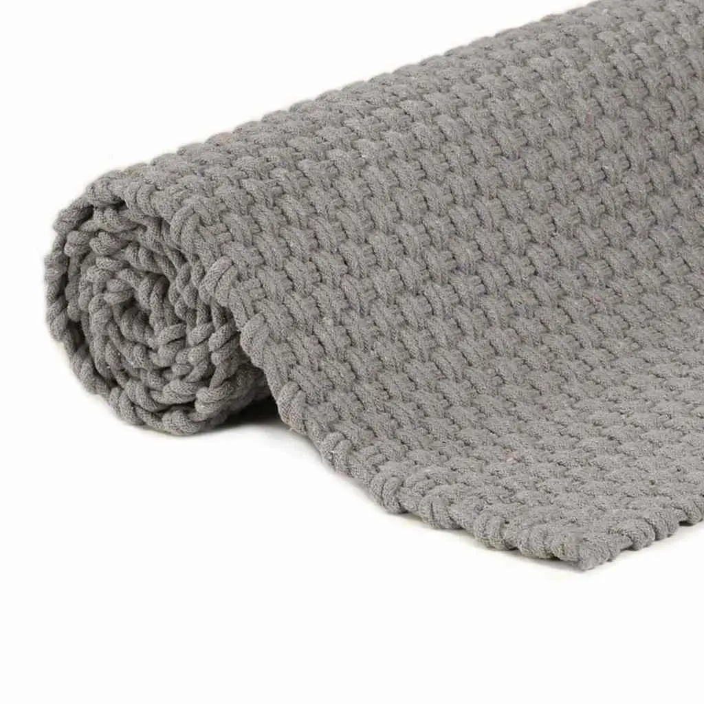 Grey Cotton Rectangular Rug 120x180 cm Rope Woven Decor Floor Protection Living