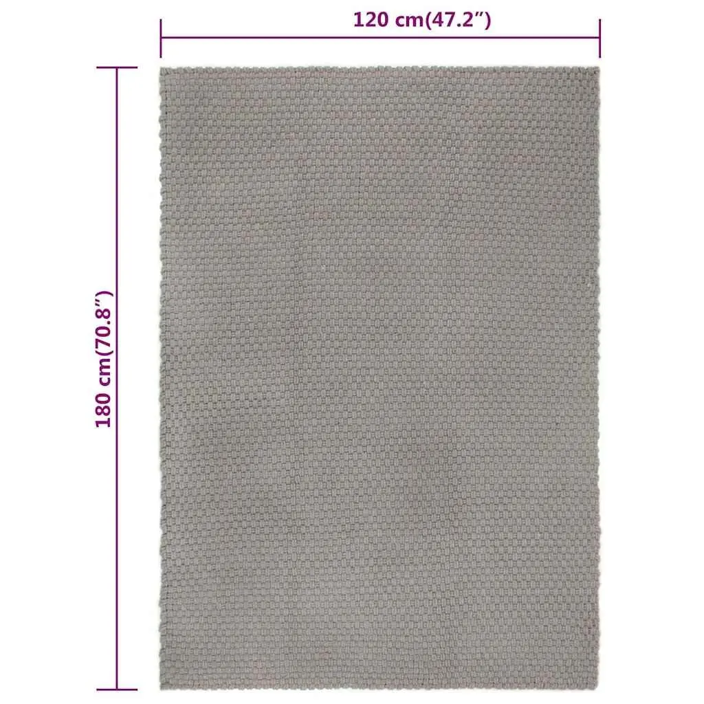 Grey Cotton Rectangular Rug 120x180 cm Rope Woven Decor Floor Protection Living