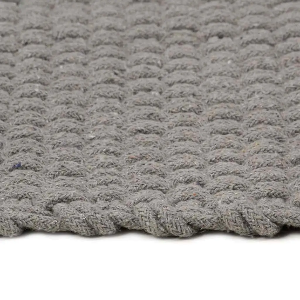Rectangular Cotton Rug Grey 160x230 cm Woven Rope Design Floor Protector Home