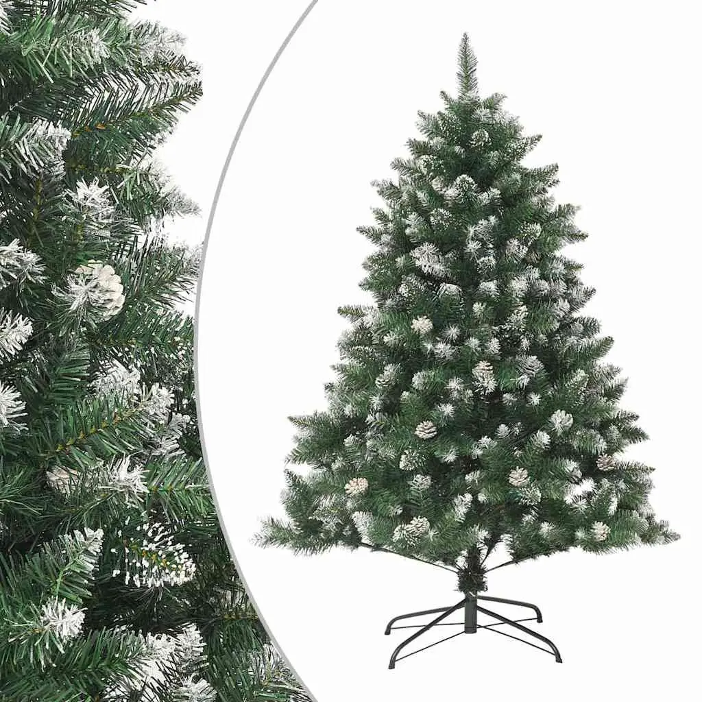 Artificial Christmas Tree 120cm Green for Home Decoration with Hinged Branches and Snow Flocked Tips