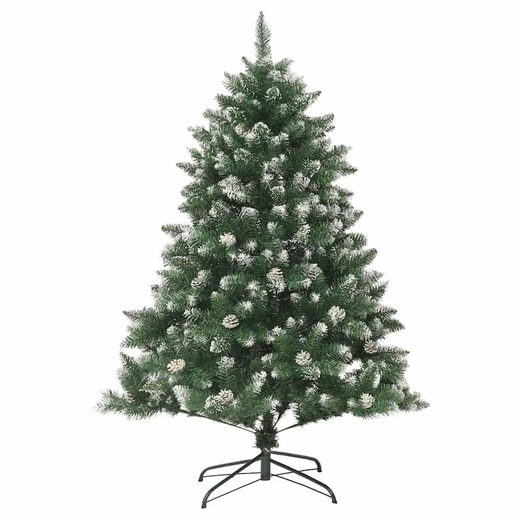 Artificial Christmas Tree 120cm Green for Home Decoration with Hinged Branches and Snow Flocked Tips
