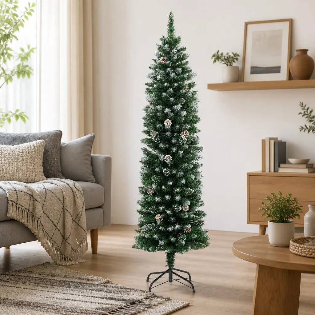 240cm Snow Flocked Slim Christmas Tree
