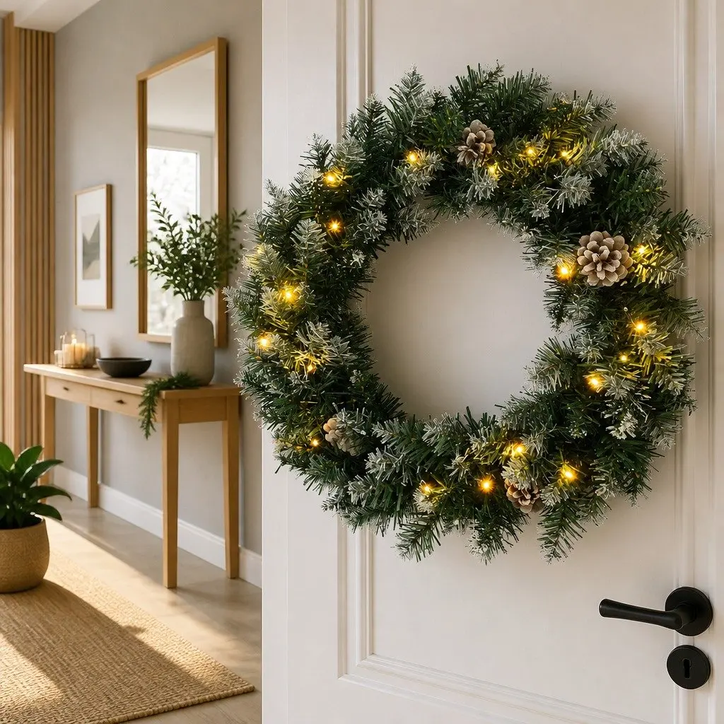 Christmas Wreath 45cm LED Lights Holiday Decoration Indoor Outdoor Seasonal