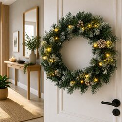 Christmas Wreath Specifications: 45cm, LED Lights