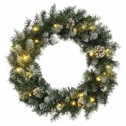 60cm Christmas Wreath with 30 LED Lights and PVC Material