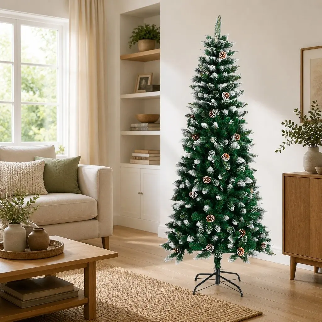 Artificial Christmas Tree Seasonal Decoration 180cm Green PVC Hinged Branches with Stand
