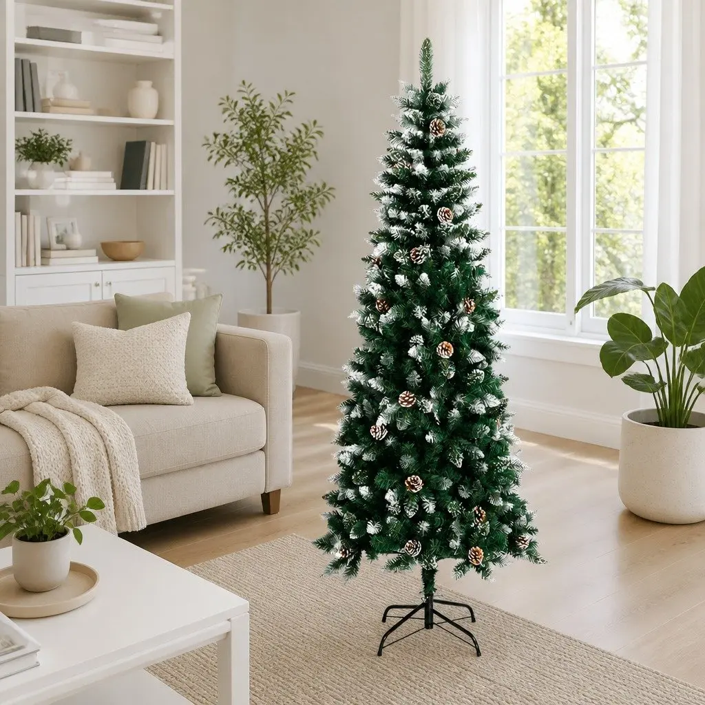 Artificial Christmas Tree for Seasonal Decoration 240cm Green PVC Hinged Branches