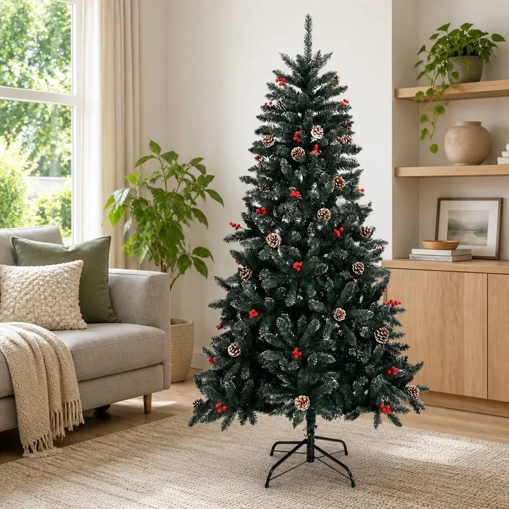 Artificial Christmas Tree 180 cm Green PVC for Holiday Decoration