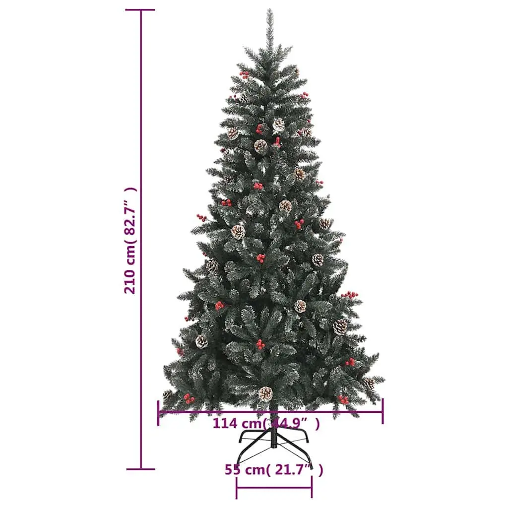 Artificial Christmas Tree Holiday Decor 210cm Green PVC Hinged Branches