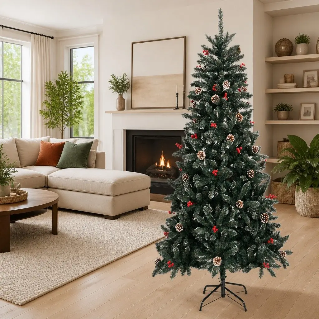 Artificial Christmas Tree for Holiday 240cm Green PVC Hinged Branches