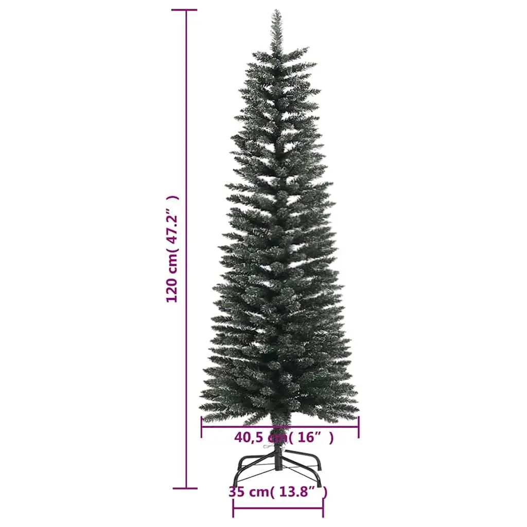 Artificial Slim Christmas Tree for Holiday Decoration 120cm Green PVC