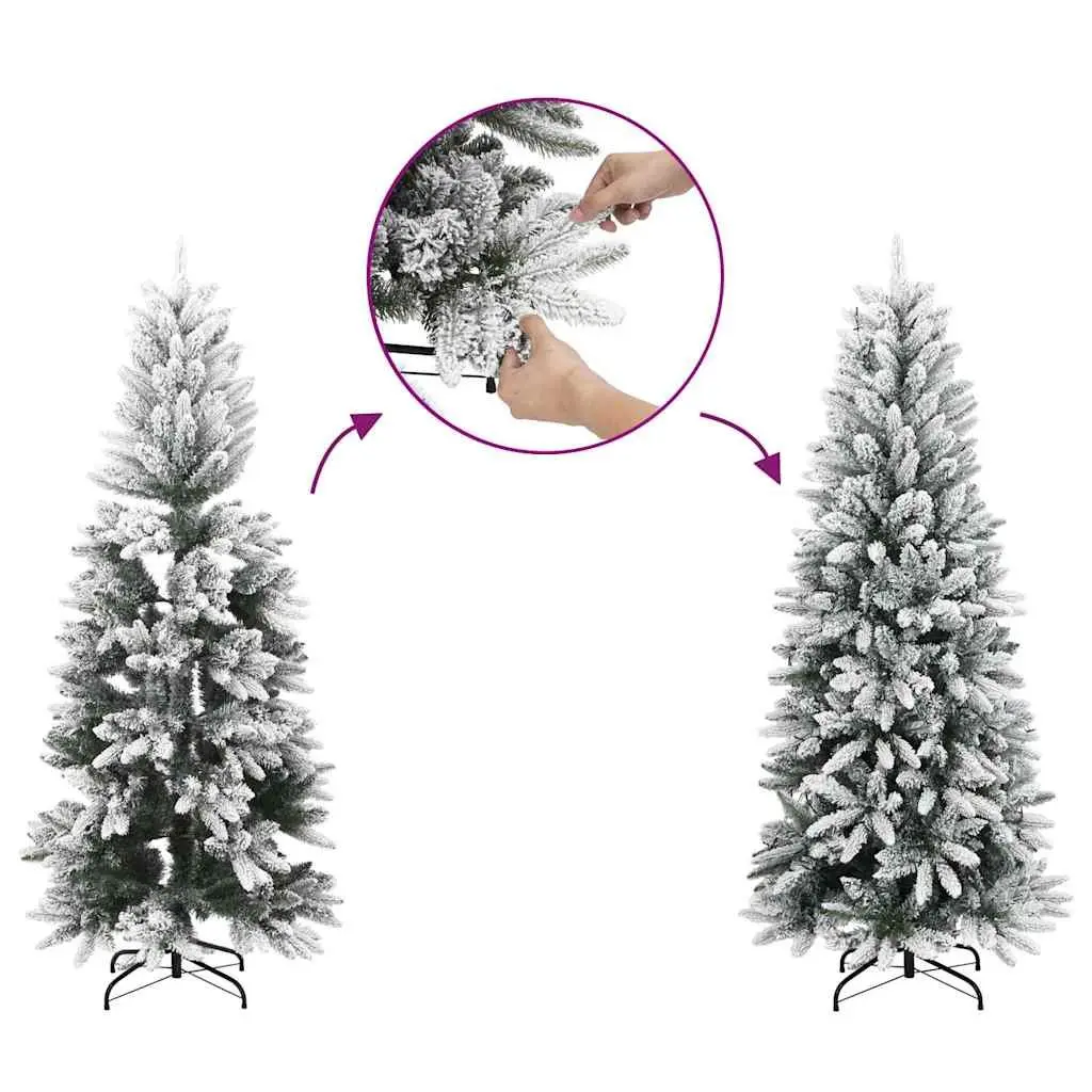 Artificial Christmas Tree 210cm White Snow Flocked PVC PE Hinged Branches for Seasonal Decoration