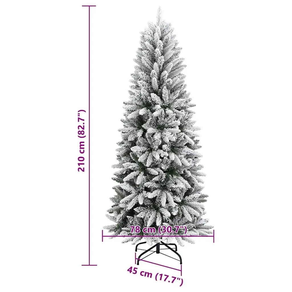 Artificial Christmas Tree 210cm White Snow Flocked PVC PE Hinged Branches for Seasonal Decoration