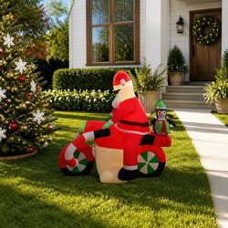 Christmas Inflatable Santa Motorcycle Decoration 158cm Specs