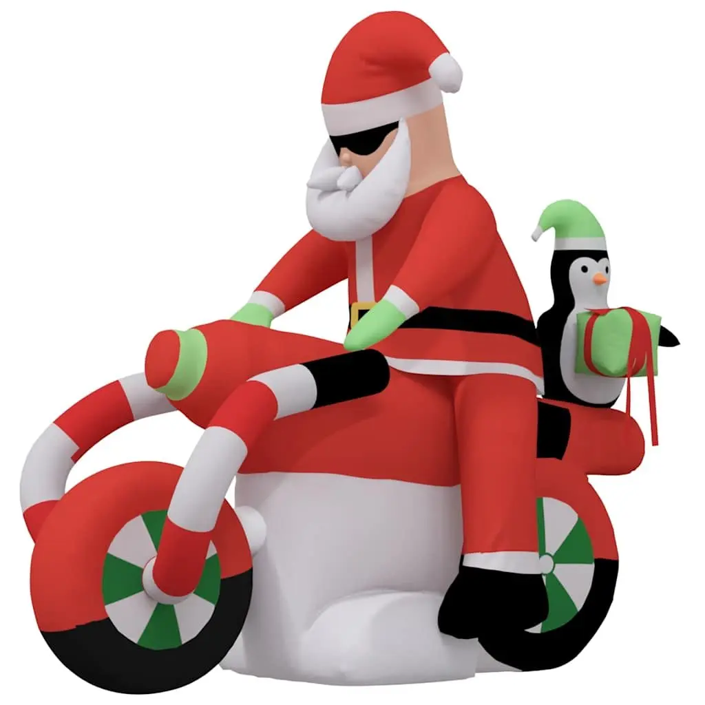Christmas Inflatable Santa on Motorcycle LED Yard Decoration 158cm Holiday