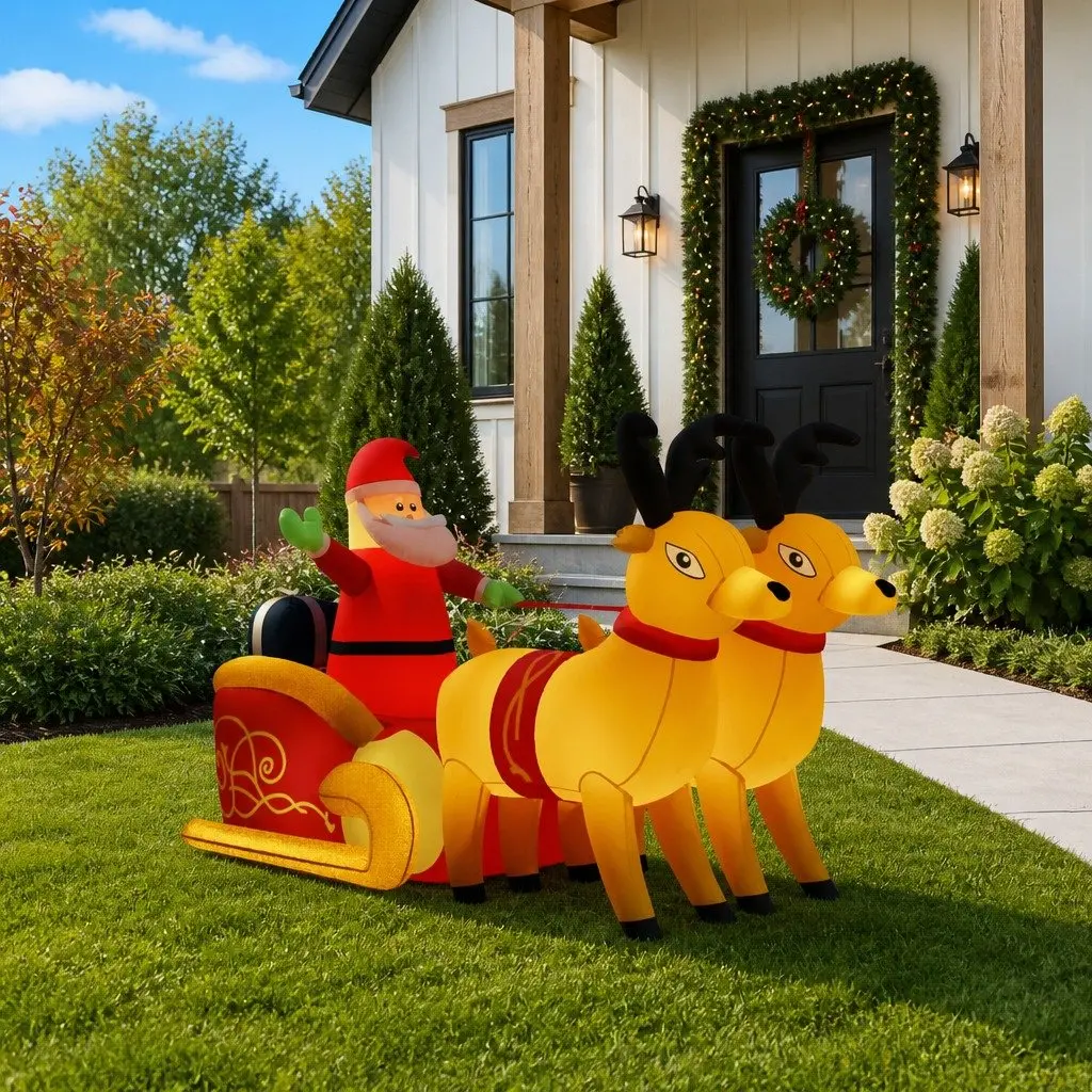 Inflatable Santa and Reindeer Decoration