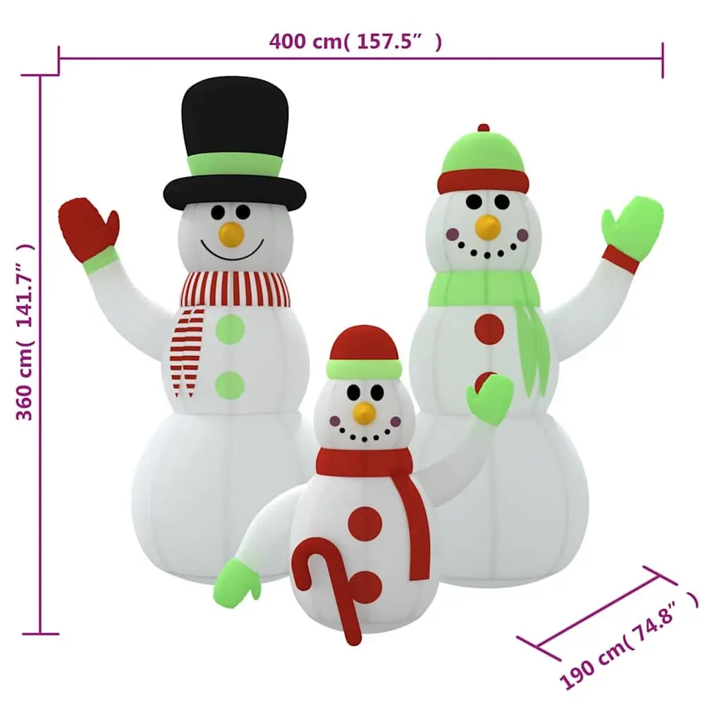 Inflatable Snowman Family Decoration for Christmas Outdoor Use 360cm