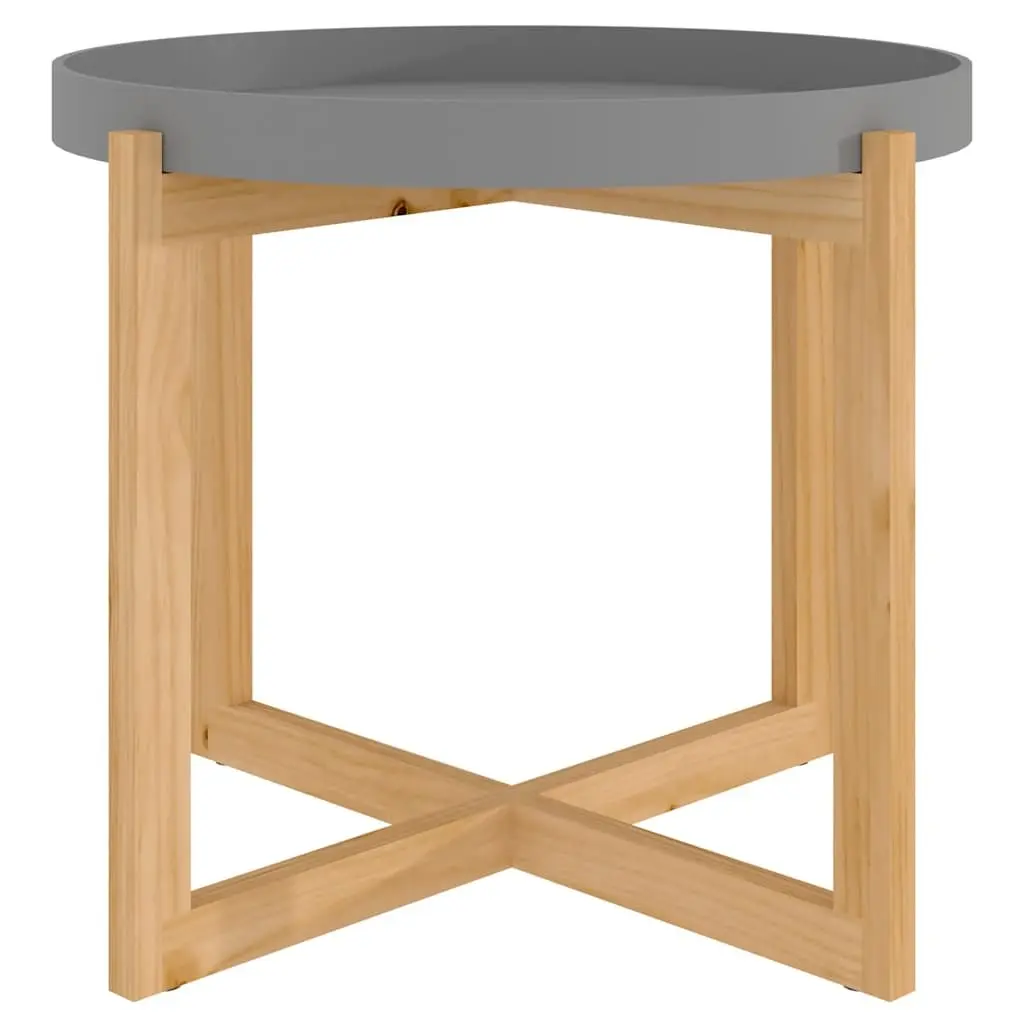 Coffee Table for Living Room Grey Engineered Wood 53x53x43.5cm Solid Pinewood Feet