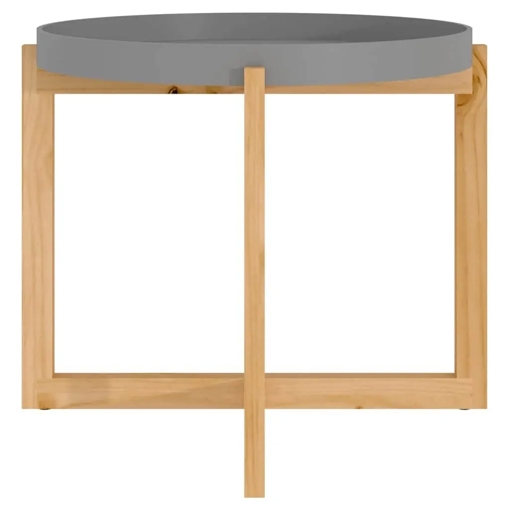 Coffee Table for Living Room Grey Engineered Wood 53x53x43.5cm Solid Pinewood Feet
