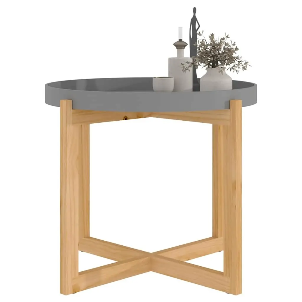 Coffee Table for Living Room Grey Engineered Wood 53x53x43.5cm Solid Pinewood Feet