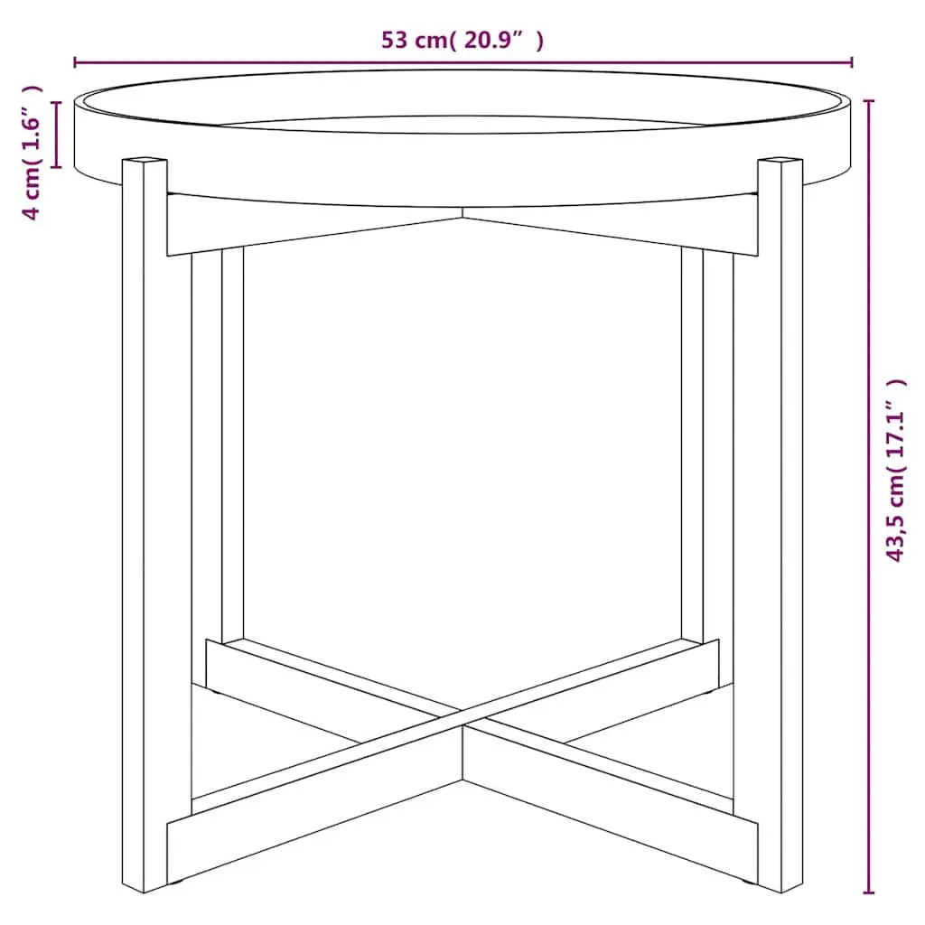 Coffee Table for Living Room Grey Engineered Wood 53x53x43.5cm Solid Pinewood Feet
