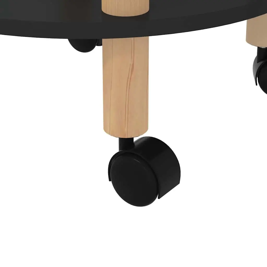 3-Tier Kitchen Trolley Black Storage Cart Engineered Wood Wheels Lockable