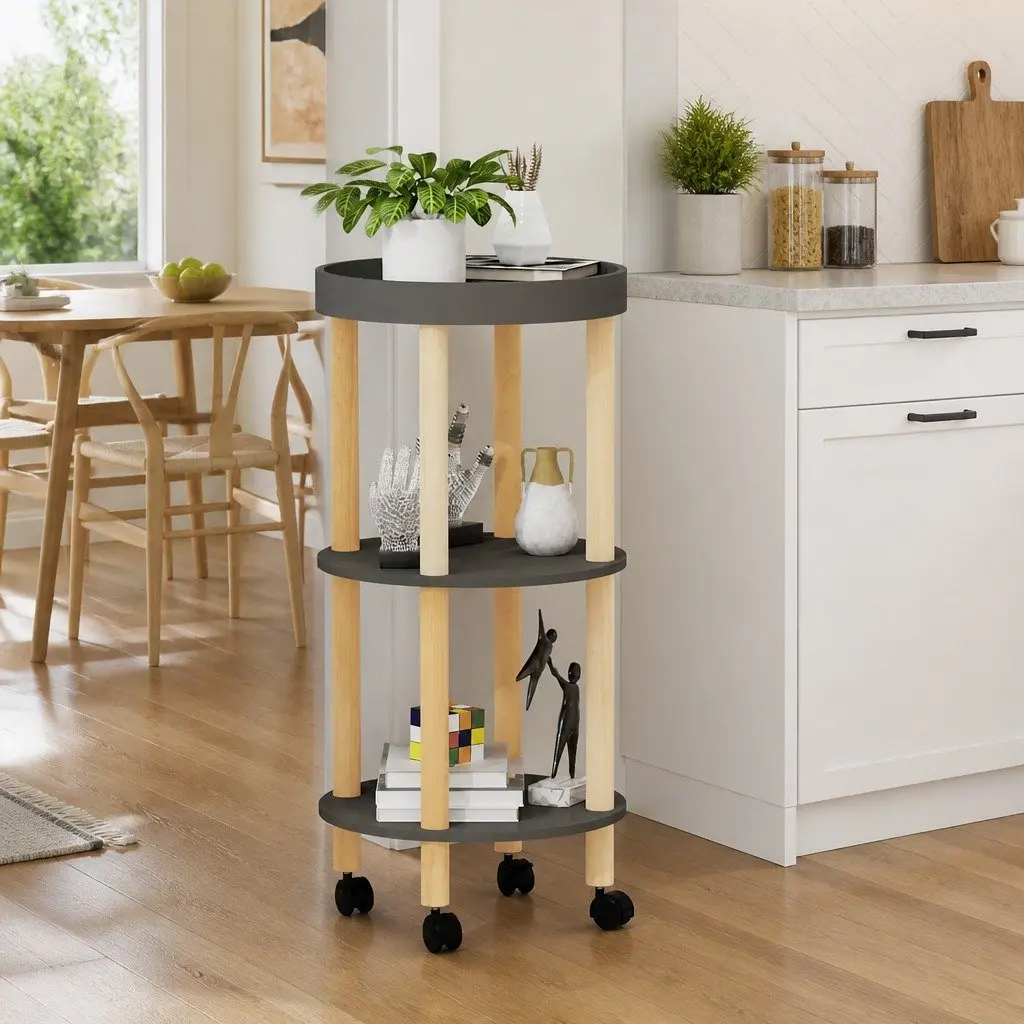 3-Tier Kitchen Trolley in Grey