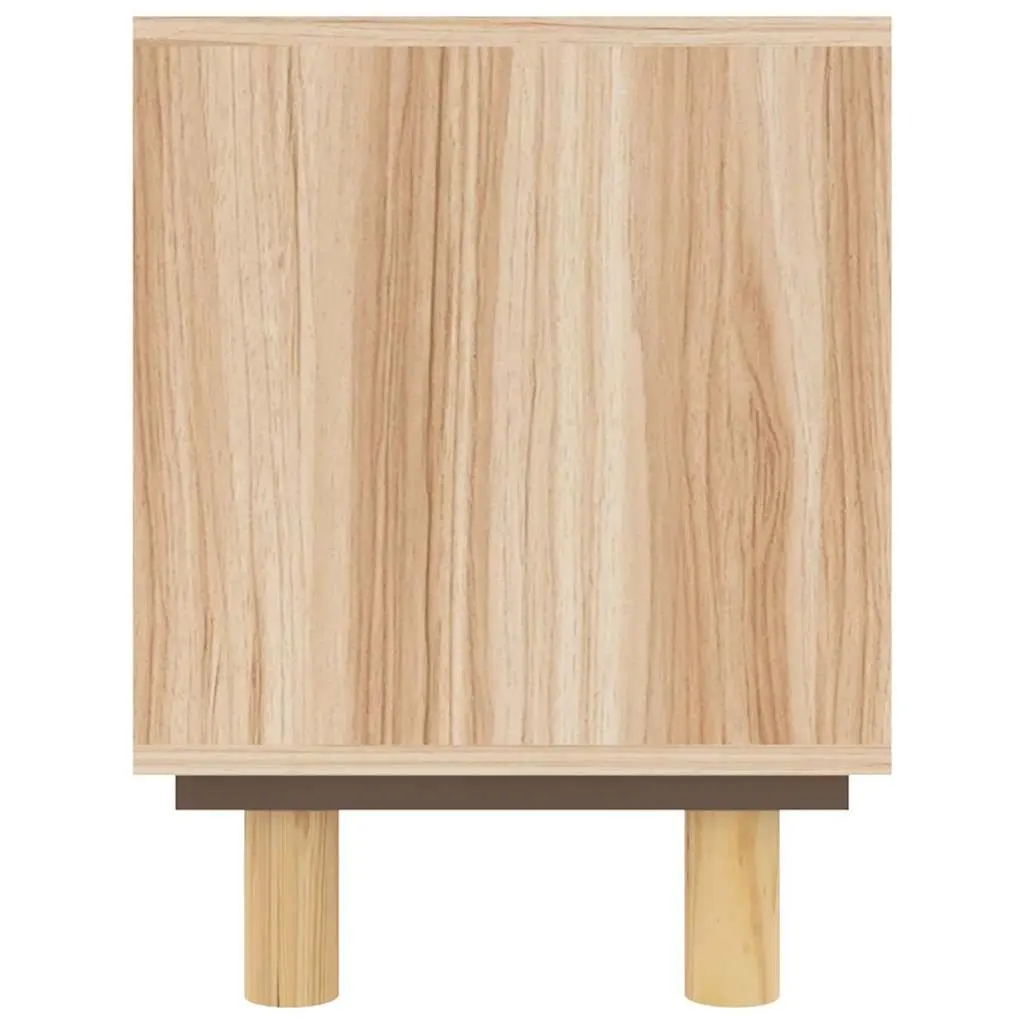 TV Cabinet for Living Room Brown 80 x 30 x 40 cm with 3 Compartments Rattan Door Solid Wood Feet